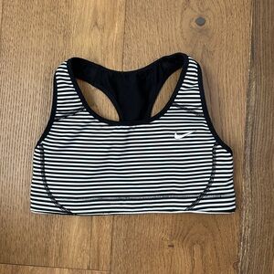 Nike Women's Black and White Striped Sports Bra Size XS